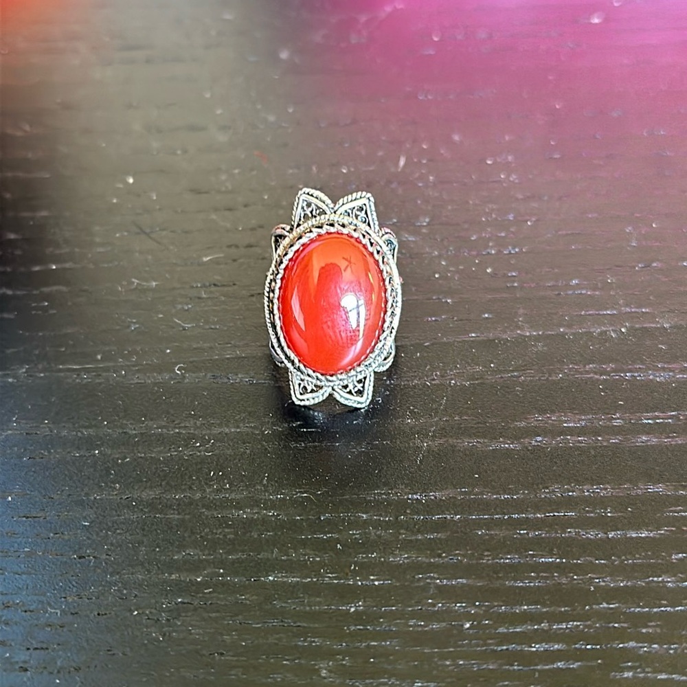 QVC Artisan Crafted Filigree Sterling Silver 925 Carnelian Ring Size 6